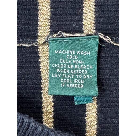 Lauren Ralph Lauren Turtleneck Sweater Black Gold Metallic Winter Comfy Work XL - Picture 6 of 8